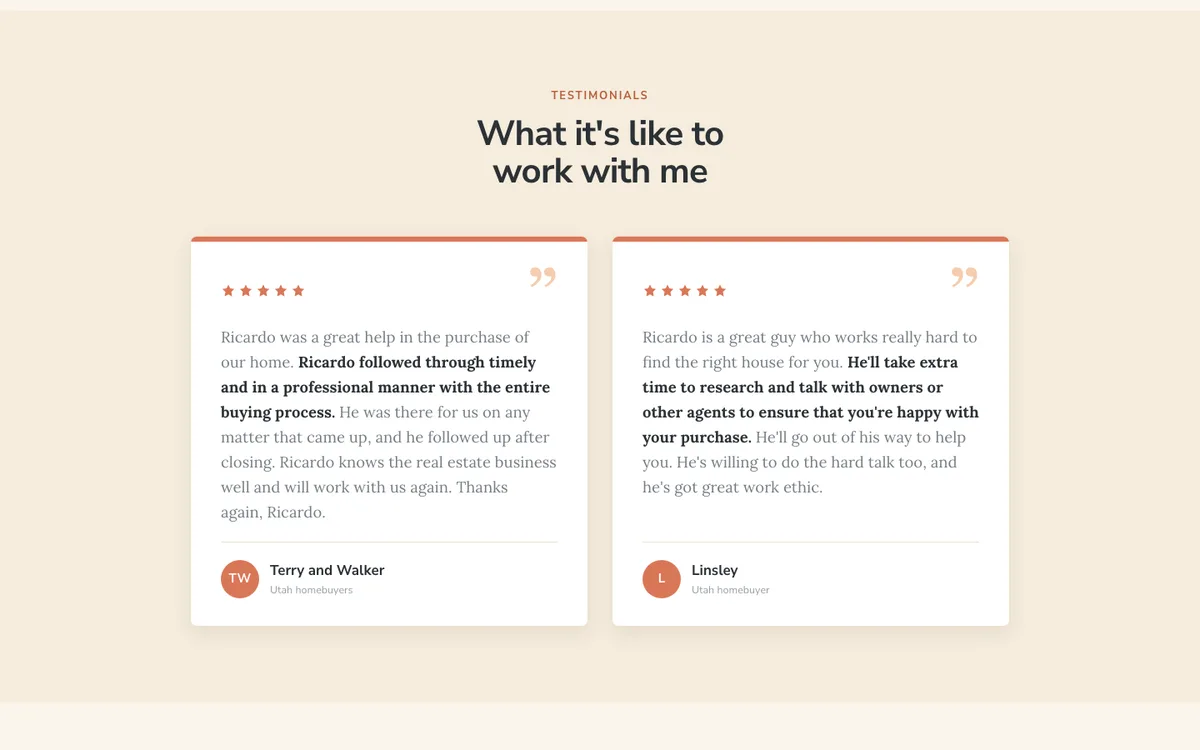 Buy With Ricardo client testimonials section